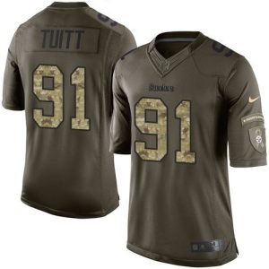 Steelers #91 Stephon Tuitt Green Youth Stitched NFL Limited Salute to Service Jersey
