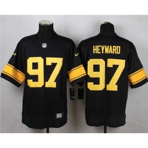 Steelers #97 Cameron Heyward Black(Gold No.) Men's Stitched NFL Elite Jersey