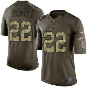 Titans #22 Derrick Henry Green Youth Stitched NFL Limited Salute to Service Jersey