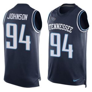 Titans #94 Austin Johnson Navy Blue Alternate Men's Stitched NFL Limited Tank Top Jersey