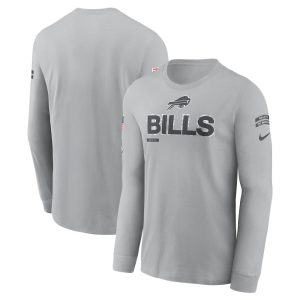 Men's Buffalo Bills  Gray 2024 Salute To Service Long Sleeve T-Shirt