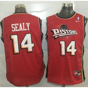 Pistons #14 Malik Sealy Red  Throwback Stitched NBA Jersey
