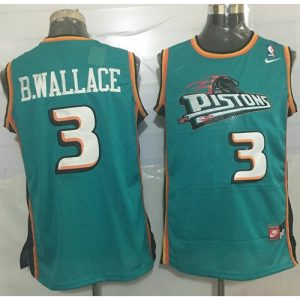 Pistons #3 Ben Wallace Green  Throwback Stitched NBA Jersey