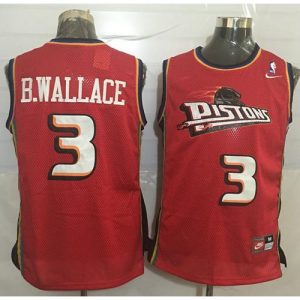 Pistons #3 Ben Wallace Red  Throwback Stitched NBA Jersey
