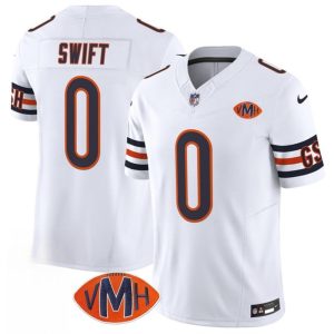 Youth Chicago Bears #0 D'Andre Swift White 2025 F.U.S.E. With VMH Patch Vapor Untouchable Limited Stitched Football Jersey