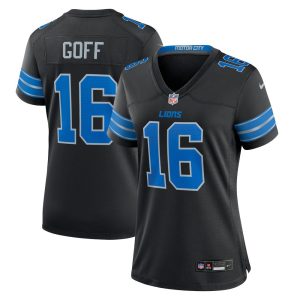 Women's Detroit Lions #16 Jared Goff  Black 2nd Alternate Game Jersey
