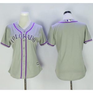 Rockies Blank Grey Women's Road Stitched MLB Jersey
