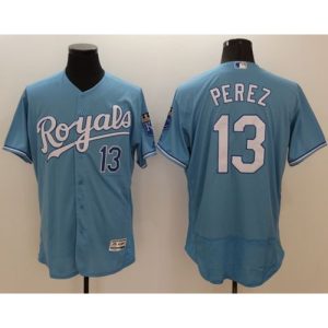 Royals #13 Salvador Perez Light Blue Flexbase Authentic Collection Stitched MLB Jersey