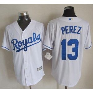 Royals #13 Salvador Perez White New Cool Base Stitched MLB Jersey