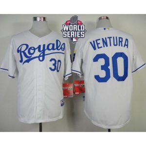 Royals #30 Yordano Ventura White Cool Base W/2015 World Series Patch Stitched MLB Jersey