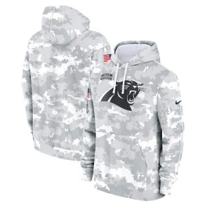 Men's Carolina Panthers  Arctic Camo 2024 Salute to Service Club Fleece Pullover Hoodie