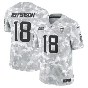 Men's Minnesota Vikings Justin Jefferson  Arctic Camo 2024 Salute to Service Limited Jersey