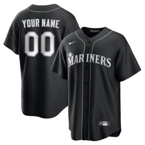 Men's Seattle Mariners Nike Custom Black Lights Out Replica Jersey