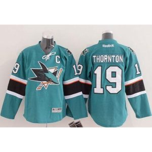 Sharks #19 Joe Thornton Green Stitched Youth NHL Jersey
