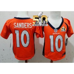 Toddler  Broncos #10 Emmanuel Sanders Orange Team Color Super Bowl 50 Stitched NFL Elite Jersey