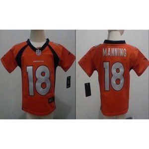 Toddler  Broncos #18 Peyton Manning Orange Team Color Stitched NFL Elite Jersey