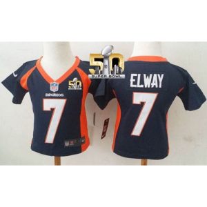 Toddler  Broncos #7 John Elway Navy Blue Alternate Super Bowl 50 Stitched NFL Elite Jersey