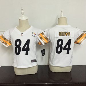 Toddler  Pittsburgh Steelers #84 Antonio Brown White Stitched NFL Jersey