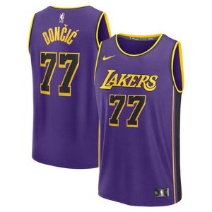 Unisex Los Angeles Lakers #77 Luka Doncic  Purple Swingman City Edition Jersey