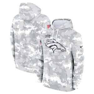 Youth Denver Broncos  White/Gray 2024 Salute To Service Pullover Hoodie