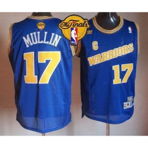 Warriors #17 Chris Mullin Blue Throwback The Finals Patch Stitched NBA Jersey