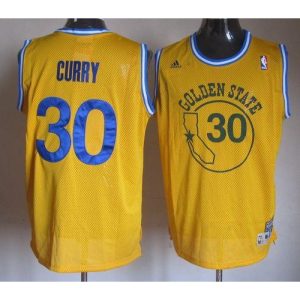 Warriors #30 Stephen Curry Gold New Throwback Stitched NBA Jersey