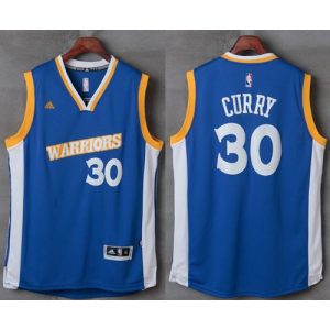 Warriors #30 Stephen Curry Royal Stretch Crossover Stitched NBA Jersey
