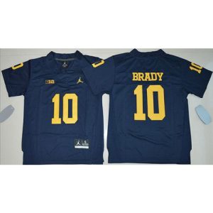 Wolverines #10 Tom Brady Navy Blue  Stitched Youth NCAA Jersey