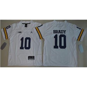 Wolverines #10 Tom Brady White  Stitched Youth NCAA Jersey