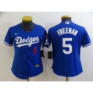 Women's Los Angeles Dodgers #5 Freddie Freeman Royal Cool Base Stitched Baseball Jersey(Run Small)