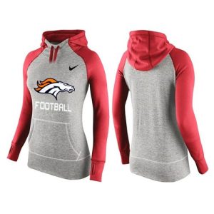 Women's  Denver Broncos Performance Hoodie Grey & Red_1