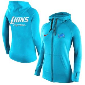 Women's  Detroit Lions Full-Zip Performance Hoodie Light Blue