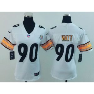 Women's  Pittsburgh Steelers #90 T. J. Watt White Vapor Untouchable Limited Stitched NFL Jersey