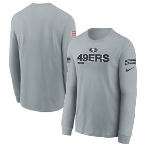 Youth San Francisco 49ers  Gray 2024 Salute To Service Long Sleeve T-Shirt