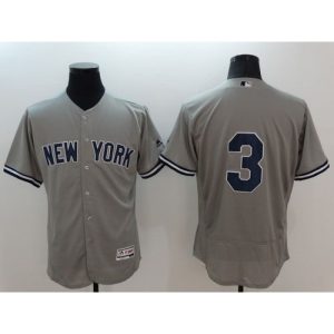 Yankees #3 Babe Ruth Grey Flexbase Authentic Collection Stitched MLB Jersey