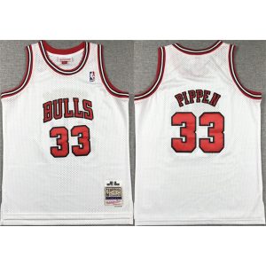 Youth Chicago Bulls #33 Scottie Pippen White Stitched Basketball Jersey