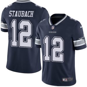 Youth Dallas Cowboys #12 Roger Staubach Navy Vapor Untouchable Limited Stitched Jersey