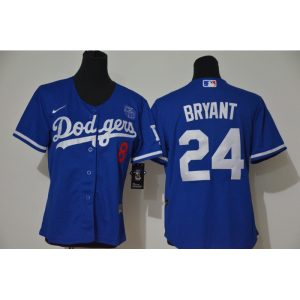 Youth Los Angeles Dodgers Front #8 Back #24 Kobe Bryant Blue With KB Patch Cool Base Stitched MLB Jersey