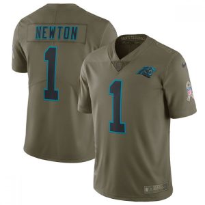 Youth  Carolina Panthers #1 Cam Newton Olive Salute To Service Limited Stitched NFL Jersey