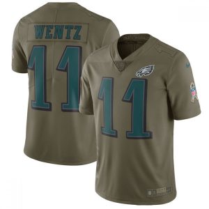 Youth  Philadelphia Eagles #11 Carson Wentz Olive Salute To Service Limited Stitched NFL Jersey