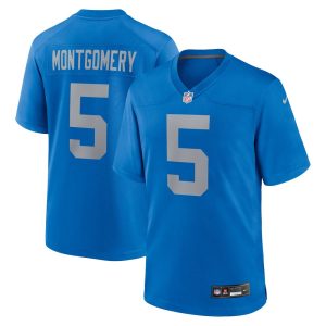 Men's Detroit Lions David Montgomery   Blue Alternate Game Jersey
