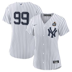 Women's New York Yankees #99 Aaron Judge  White 2024 World Series Home Replica Player Jersey