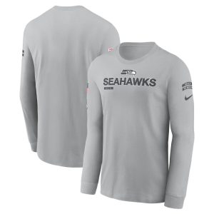 Men's Seattle Seahawks  Gray 2024 Salute To Service Long Sleeve T-Shirt