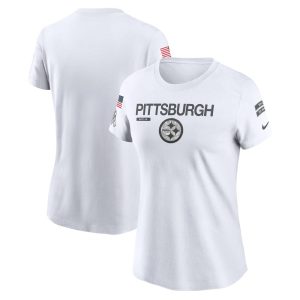 Women's Pittsburgh Steelers   White 2024 Salute To Service Legend Performance T-Shirt
