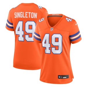 Women's Denver Broncos Alex Singleton  Orange Mile High Collection 1977 Throwback Player Game Jersey