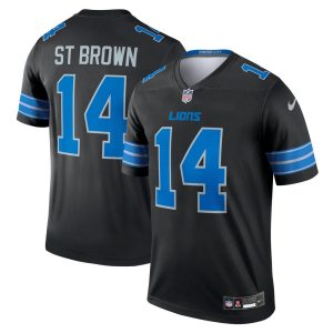 Men's Detroit Lions #14 Amon-Ra St. Brown  Black Legend Jersey