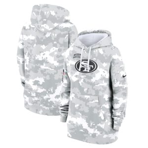 Women's San Francisco 49ers  Arctic Camo 2024 Salute To Service Club Fleece Pullover Hoodie