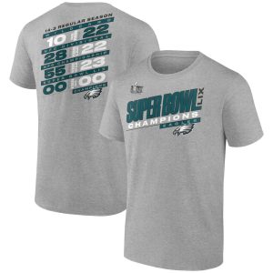 Men's Philadelphia Eagles  Heather Gray Super Bowl LIX Champions Counting Points Score T-Shirt