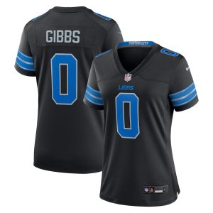 Women's Detroit Lions #0 Jahmyr Gibbs Black 2025 F.U.S.E. Vapor Limited Stitched Jersey