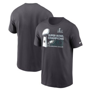 Men's Philadelphia Eagles  Anthracite Super Bowl LIX Champions Locker Room Trophy Collection T-Shirt